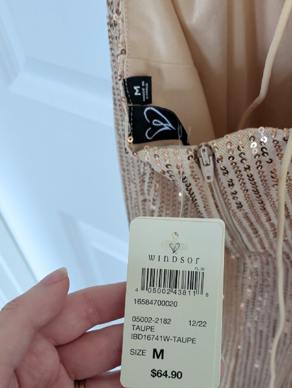 Windsor Rose Gold Sequin Strappy Evening Dress - Picture 4 of 5